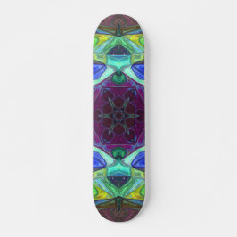 Skate Mosaico Mandala Flor Roxo Azul e Verde