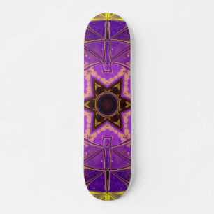 Skate Mosaico Mandala Roxo e Amarelo