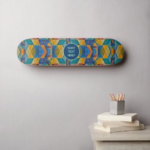 Skate Mosaico Tribal: Formas de Teal Laranja Azul - adic