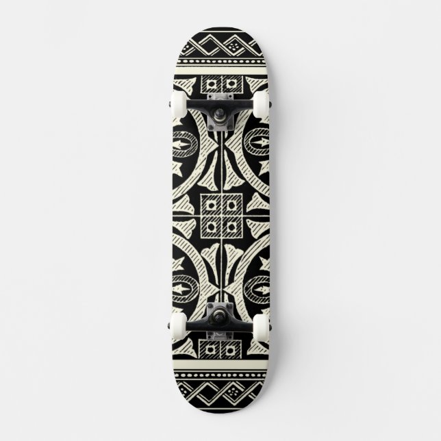 Skate Motif de Mandala Preto e Branco pelo Vision Studio (Frente)