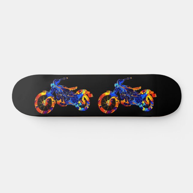SKATE MOTOCICLO NEON ABSTRATO COLORFUL (Horz)