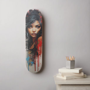 Skate Mulher de Arte Urbana