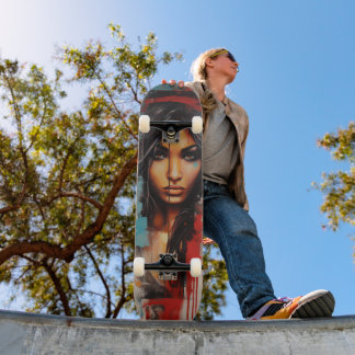 Skate Mulher de Arte Urbana