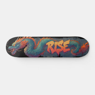 Skate Mural do Dragão de Grafite Estilizado com 'RISE' N
