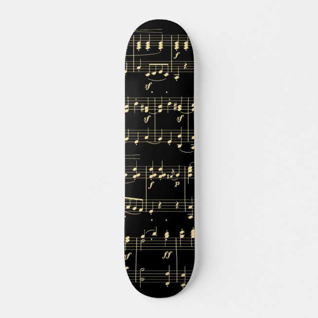 Skate Música Dourada em Preto  (Frente)