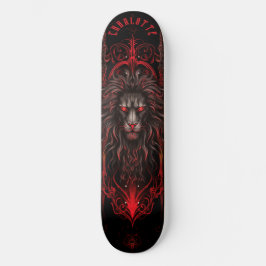 Skate Mythical Lion with Tribal Patterns Dark Fantasy