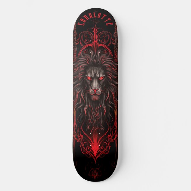 Skate Mythical Lion with Tribal Patterns Dark Fantasy (Frente)