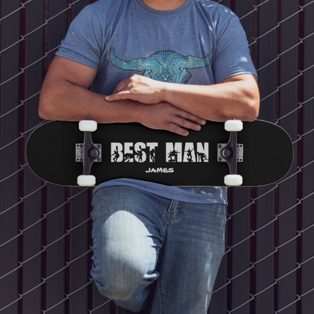 Skate Na moda Black Retro Typografia Best Man Personaliz (Ao ar livre 3)