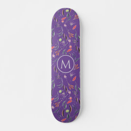 Skate Na moda Lavanda Floral Watercolor MONOGRAM