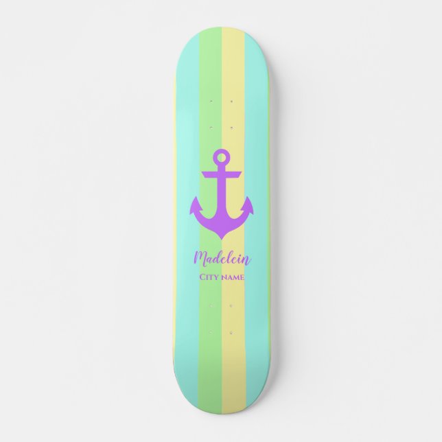 Skate Na moda Rainbow Pastel Cores Anchor Personalizado (Frente)