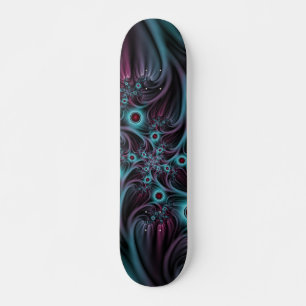 Skate Na Profundidade da Arte Fractal Abstrato Azul Cor-