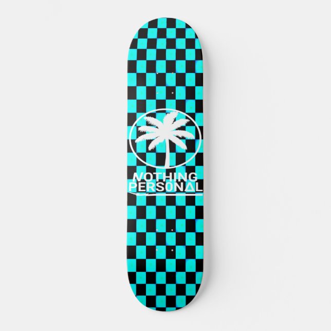 Skate Nada Pessoal Xadrez Gradiente Preto e Azul (Frente)