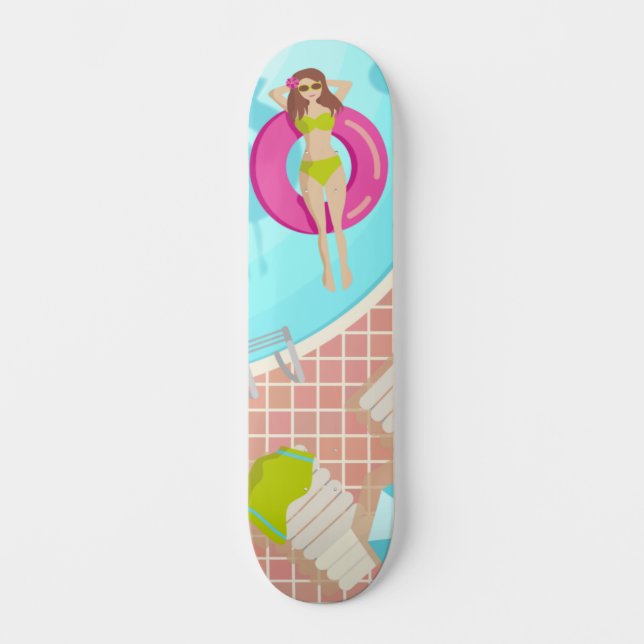 Skate Nadadora piscina no verão de biquíni (Frente)