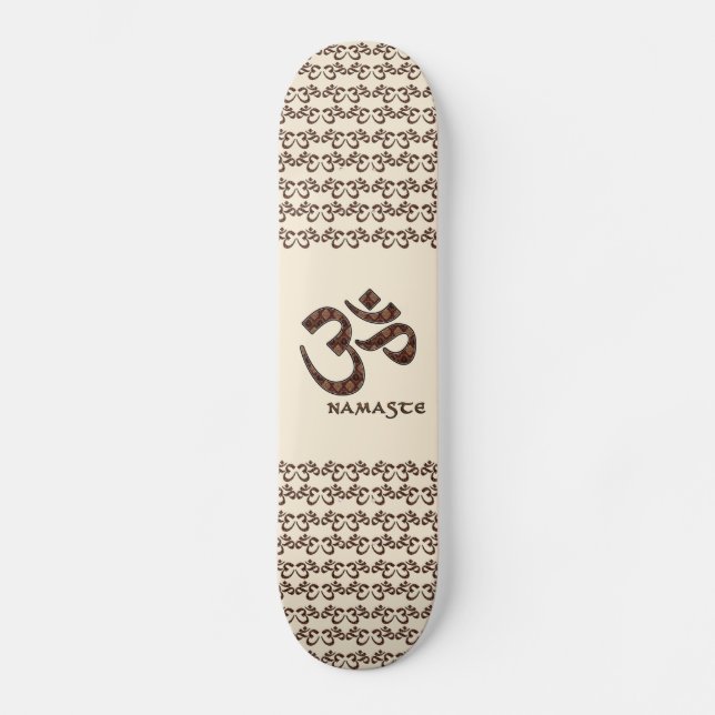 Skate Namaste com símbolo Om Brown e Cream (Frente)