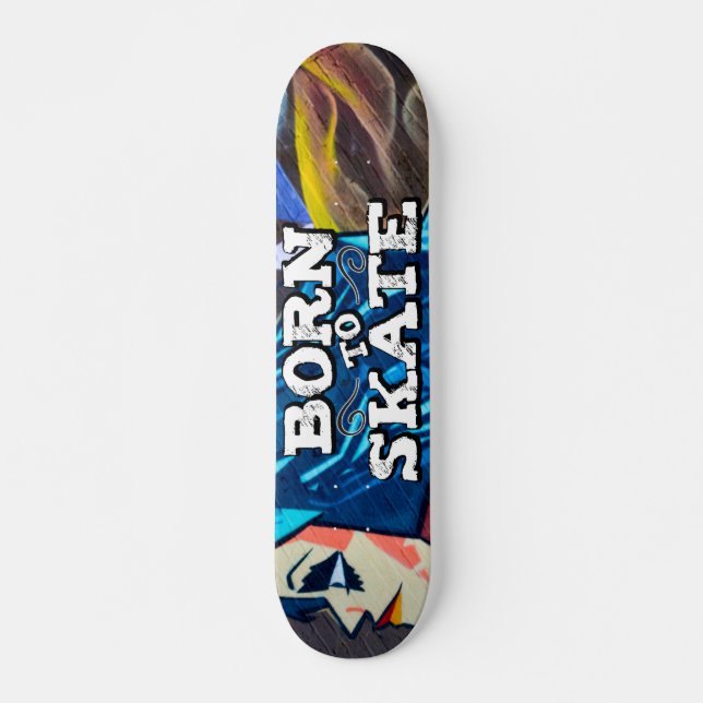 Skate Nascida para patinar garota com cabelo azul grafit (Frente)