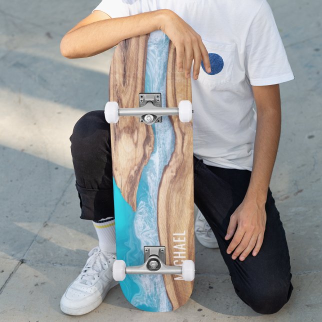 Skate Natureza Da Madeira E Da Água Nome Personalizado (Criador carregado)