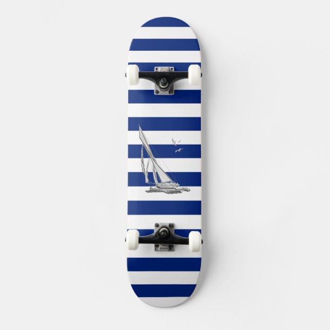 Skate Navegação Cromo em faixas marítimas (Frente)