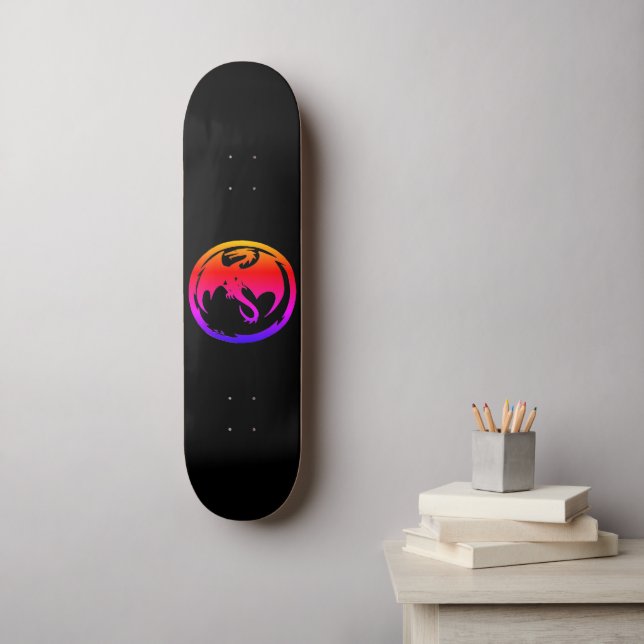skate negro de Neon Dragon (Arte de parede)
