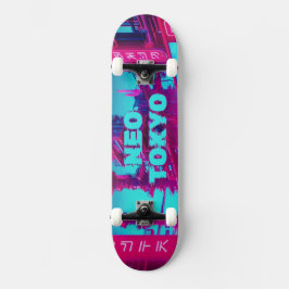 Skate Neo Tóquio Cyberpunk Carro Synthwave Rua