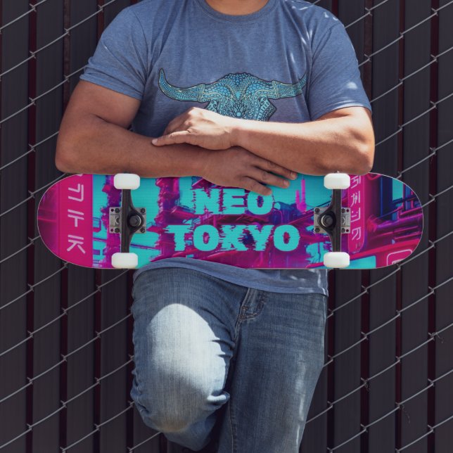 Skate Neo Tóquio Cyberpunk Carro Synthwave Rua (Ao ar livre 3)