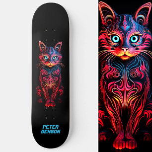 Skate Neon Cat Tribal Tattoo Art