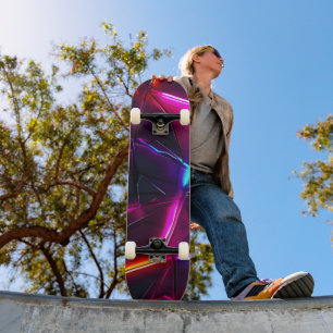 Skate Neon Geométrico Abstrato Futurista Cyberpunk