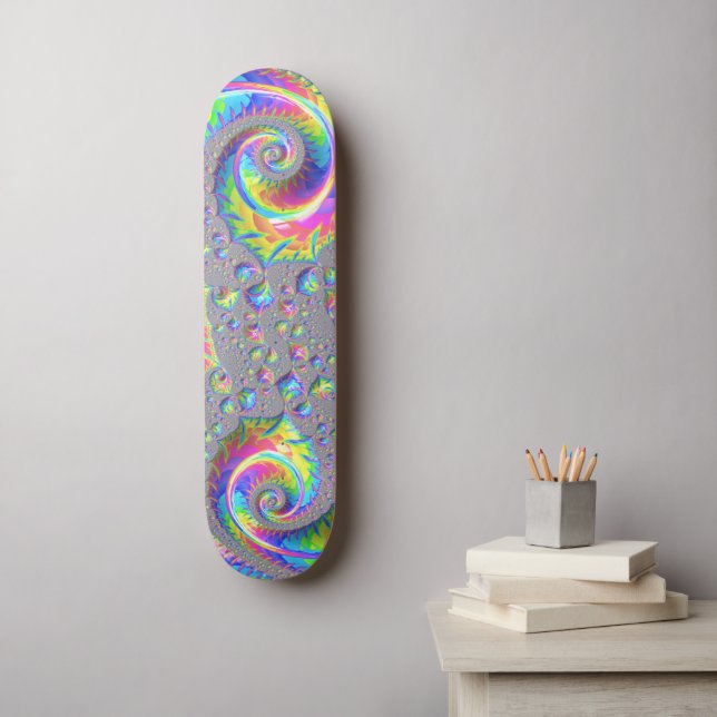 Skate Neon Rainbow Espiral Fractal Abstrato Arte Digital (Arte de parede)