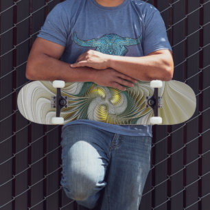 Skate Nobre Ouro Teal Abstrato Fantasy Arte Fractal