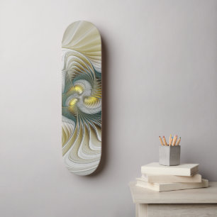 Skate Nobre Ouro Teal Abstrato Fantasy Arte Fractal