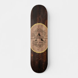 Skate Nome da Família Personalizada do Rustic Wooden Mon