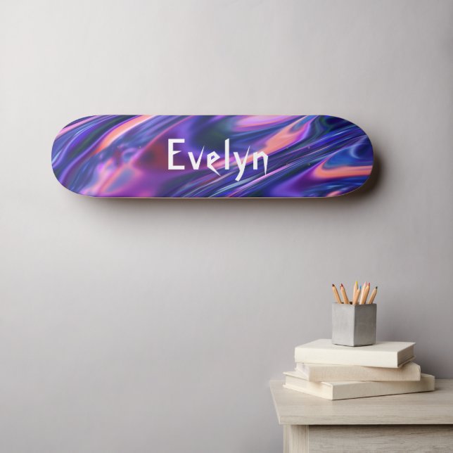 Skate Nome de adição personalizado Abstrato roxo Cyberpu (Arte de parede (Horz))