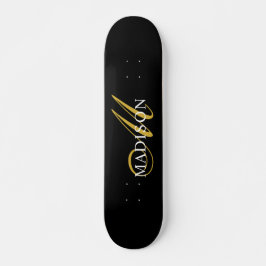 Skate Nome de Script Dourado do Monograma Preto Moderno