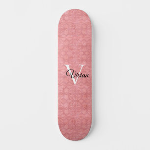 Skate Nome do Monograma de Aquarela Rosa Ruddy