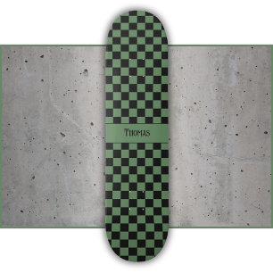 Skate Nome do padrão xadrez preto verde