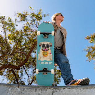 Skate Nome e cor personalizados do Pug Life