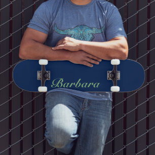 Skate Nome Elegante do marinho Indigo   Trendência Cláss