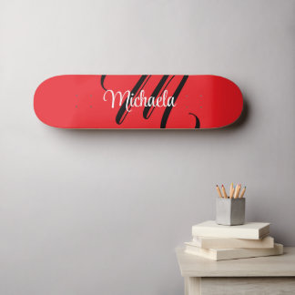 Skate Nome inicial do monograma moderno minimalista verm