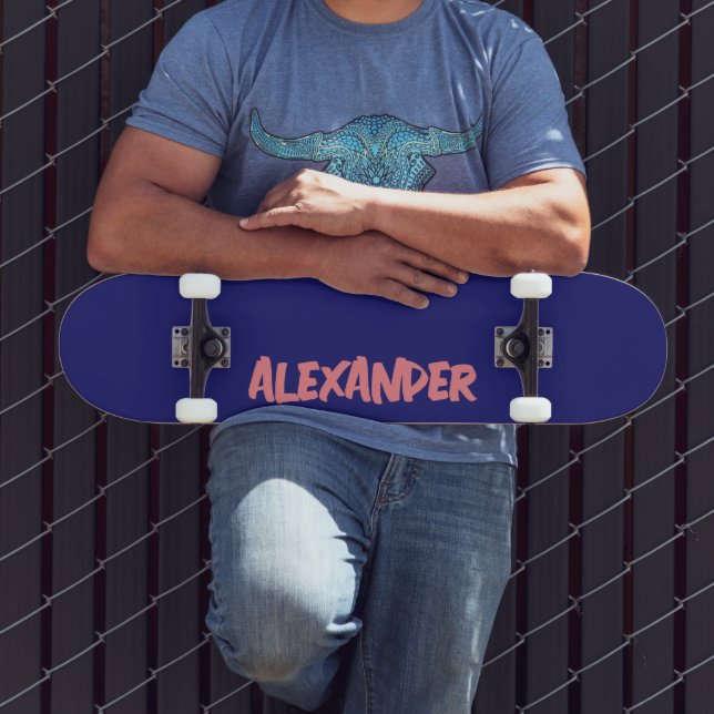 Skate Nome Moderno Azul da Meia-Noite | Trendência Cláss (Ao ar livre 3)