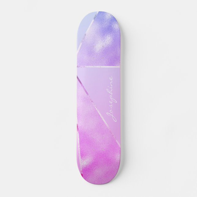 Skate Nome moderno brilhante rosa-menina personalizado l (Frente)