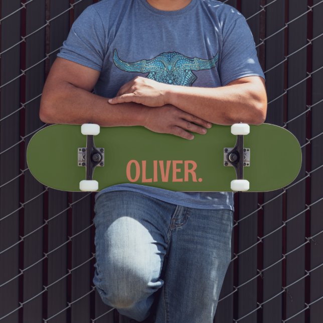Skate Nome Moderno do Olive Green | Trendência Clássica (Ao ar livre 3)