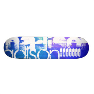 Skate Nome Personalizado; Branco e Abstrato Roxo, Verde,
