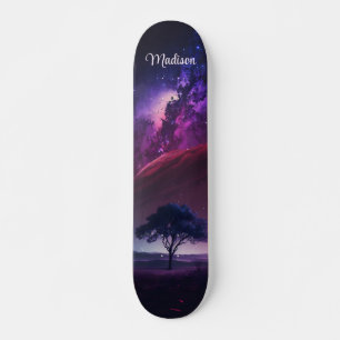 Skate Nome Personalizado da Árvore Céu Midnight Roxo