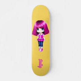 Skate Nome personalizado da garota de cabelo rosa-claro