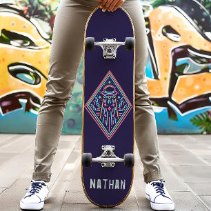 Skate Nome Personalizado da Invasão de Alienígena Neon