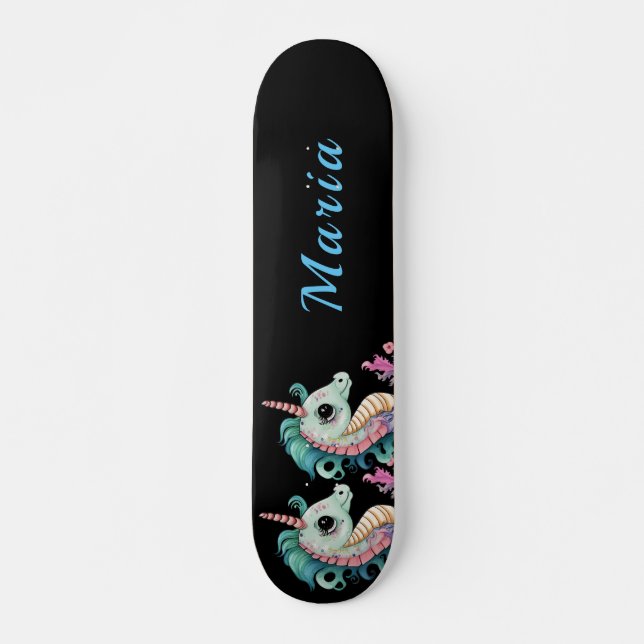 Skate Nome personalizado de cavalo de mar adorável (Frente)