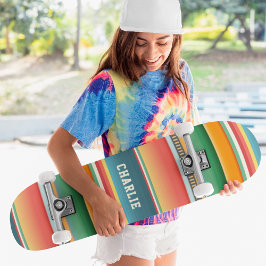 Skate Nome Personalizado de Stripes Tribais Coloridas