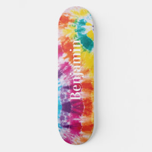 Skate Nome Personalizado do Colorido Rainbow Tie Dye