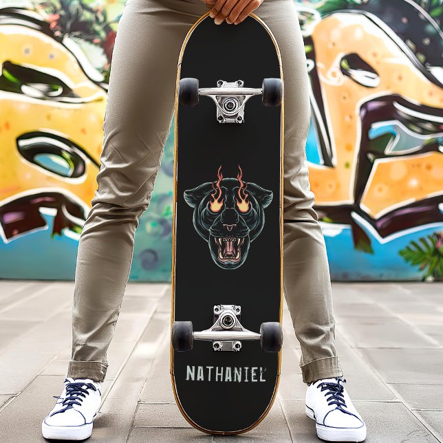 Skate Nome Personalizado do Gato de Pantera Negra Irrita (Criador carregado)
