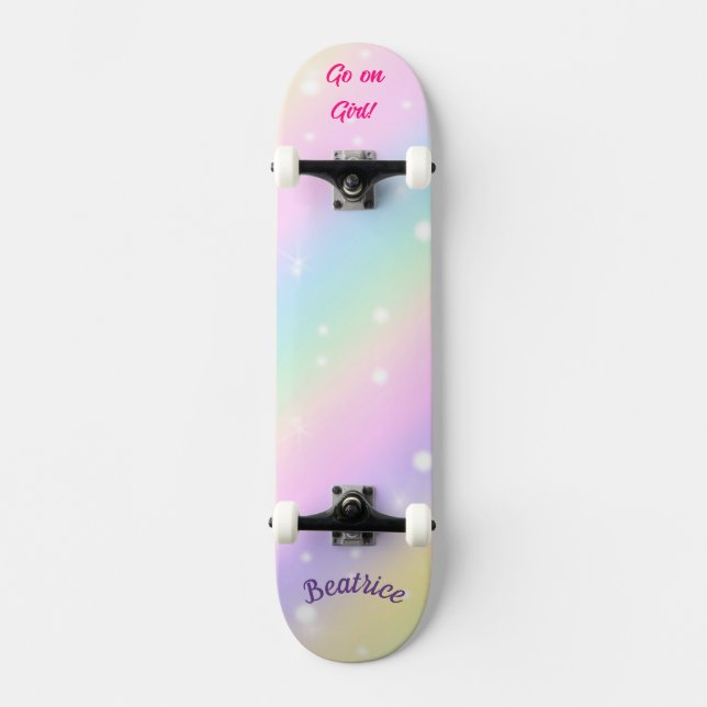 Skate Nome Personalizado do Rainbow Girly (Frente)