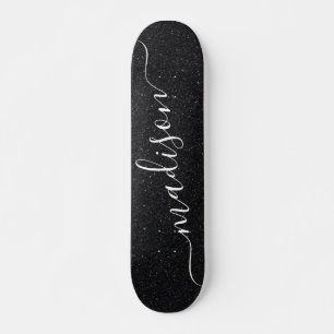 Skate Nome Personalizado do Shimmer Glitter Preto